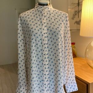 Lovely, pale pink blouse with bluebirds